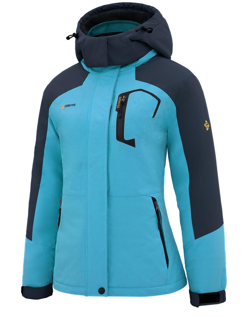 GEMYSE Women's Ski Snow Jacket Warm Winter Waterproof Coat Snowboard Rain Jacket Hooded Windproof Windbreakerï¼ˆAcid Blue,Largeï¼‰ - Image 1